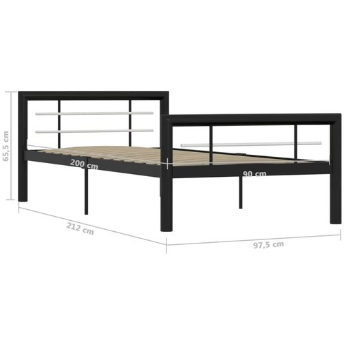 vidaXL Okvir za krevet crno-bijeli metalni 100 x 200 cm Cene