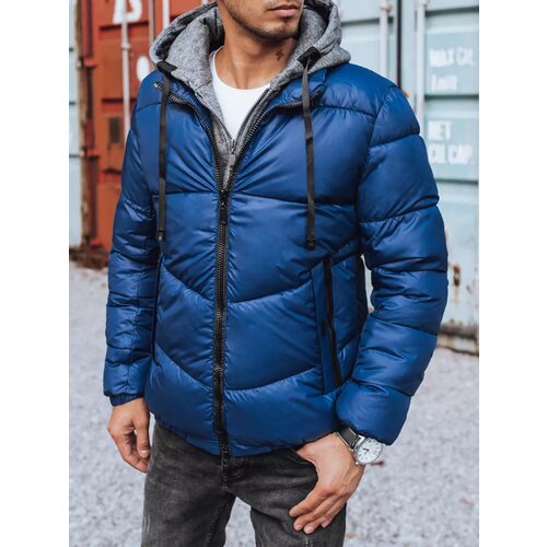 DStreet Men's quilted winter blue jacket TX3827 Cene