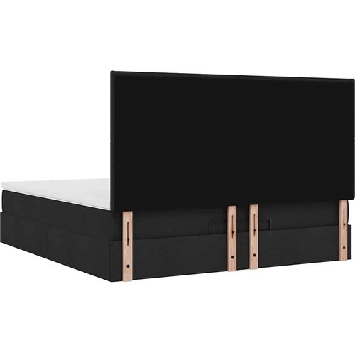 VidaXL Otomanski krevet s madracem i LED crni 180x200cm od tkanine Slike