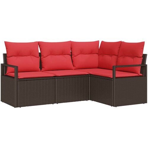 vidaXL Vrtna sedežna garnitura z blazino 4 pcs Rjava in rdeča, (5000021749) Cene