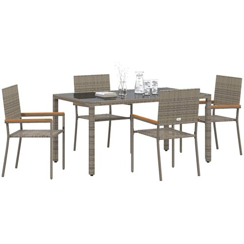  Vrtni set za objed 5 kom. Siva poliratan 150 x 90 x 75 cm Slike