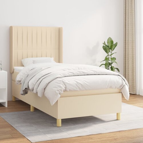 VidaXL Okvir kreveta s oprugama i madrac krem 80x200 cm od tkanine Slike