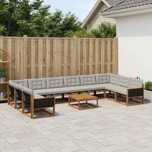  Set vanjskih sofa s jastukom 11 pcs Prirodna i svjetlosiva Cene