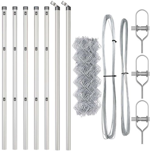  Ograda od lančane veze s 7 stupova 0.4x10 m Pocinčani čelik Cijene