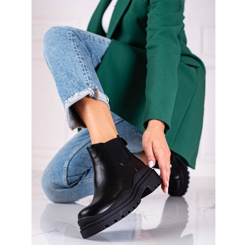 SHELOVET black women&amp;#039;s ankle boots daggers on the platform Slike
