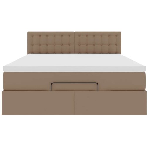  Otomanski krevet s madracima i LED 140x190cm umjetna koža Smeđa 140 x 190 cm Slike