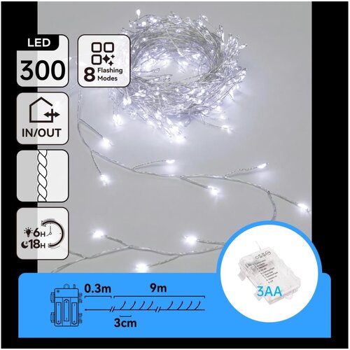  Aigostar-LED Spolja&amp;scaron;nji božićni lanac 300xLED/8 funkcija 3xAA 9,3m IP44 hladna bela Slike