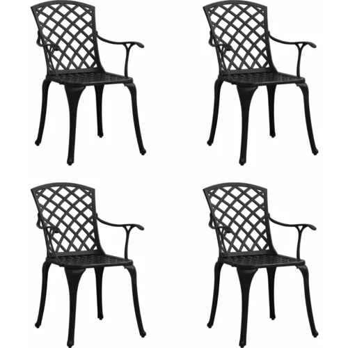  Vrtne stolice od lijevanog aluminija 4 kom crne