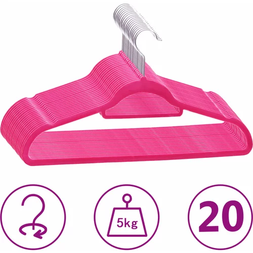  20-dijelni set vješalica protuklizni ružičasti baršunasti