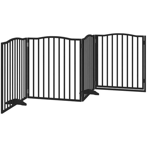  Vrata za pse s vrata&amp;scaron;cima 4 panela sklopiva 320 cm drvo topole Crna 80 x 90 x 2 cm Slike
