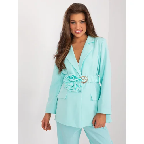 Fashion Hunters Women's mint jacket with detachable rose