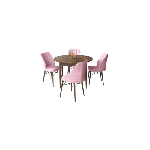 Hanah home Set Trpezarijski sto i 4 stolice, smeđe-roze Slike