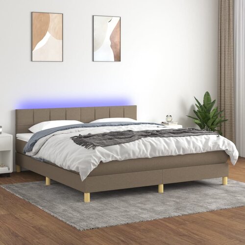  box spring s madracem LED smeđesivi 160x200 cm tkanina Cijene
