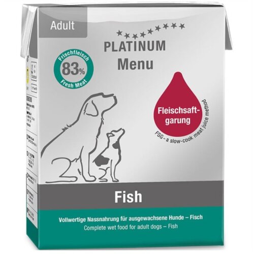 Platinum Menu Vlažna hrana za odrasle pse, Sa ribom, 185 g Slike