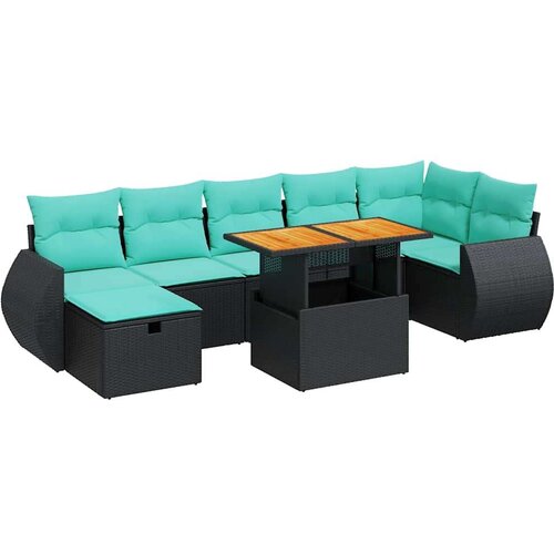  Vrtna garnitura - 8-dijelni set vrtnih sofa od poliratana s jastucima crni bagrem - Crna 1 Slike