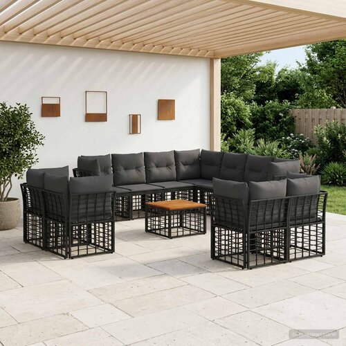 Set vanjskih sofa 12 kom. Crna i tamno siva Poliester Cijene