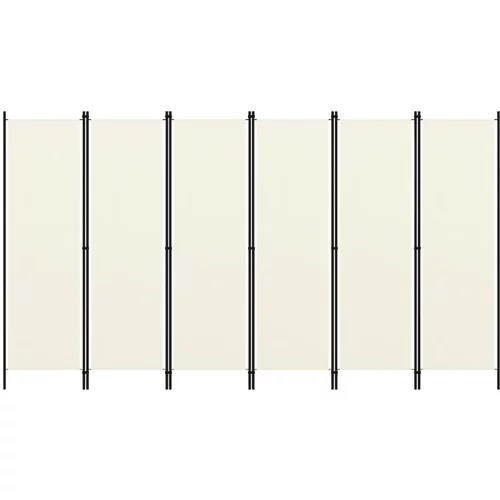 vidaXL Sobna pregrada sa 6 panela krem-bijela 300 x 180 cm