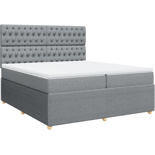 Maison Chic Box spring postelja - Vzmetna postelja z vzmetnico svetlo siva 200x200 cm blago SL11536, (21900063) Cene