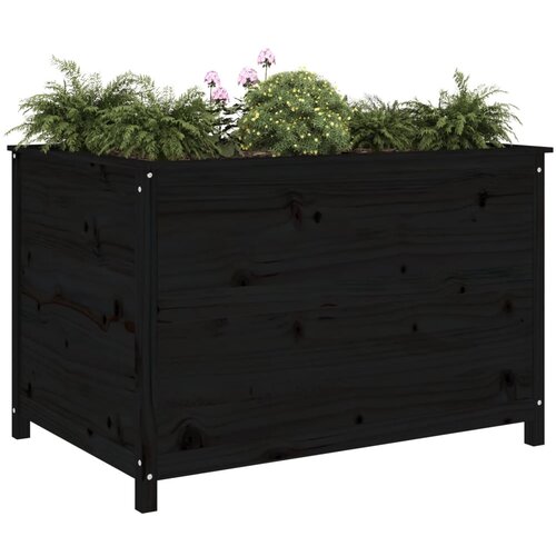  Povi&amp;scaron;ena vrtna gredica crna 119,5x82,5x78 cm masivna borovina Slike