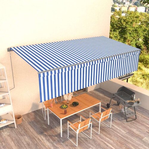  Avtomatsko zložljiva tenda s senčilom 6x3 m modra in bela, (20703076) Slike