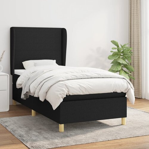 vidaXL Box spring postelja z vzmetnico črna 100x200 cm blago Cene