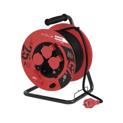  Zunanji kolutni podaljšek 25 m / 4 vtičnice / črni / guma / 230 V / 1,5 mm2 Cene
