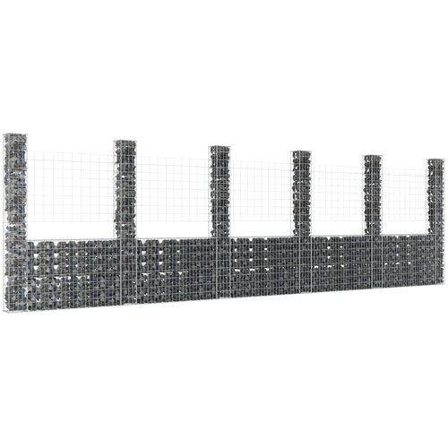 vidaXL Gabion košara U-oblike s 6 stebri železo 620x20x200 cm Cene