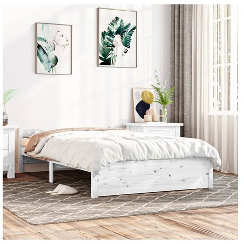  Posteljni okvir bel iz trdnega lesa 120x200 cm Cene