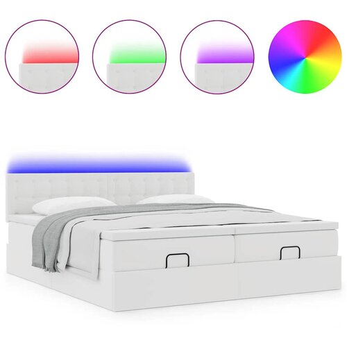 vidaXL Otomanski posteljni okvir z vzmetnicami bel 180x200cm um. usnje, (21609225) Cene