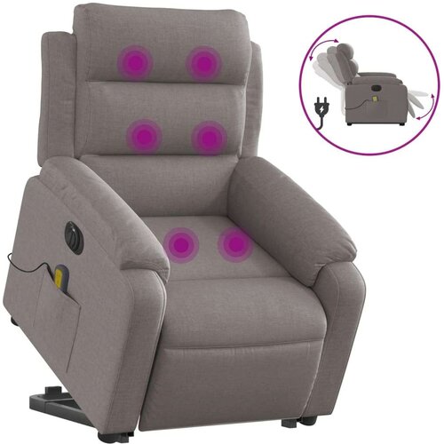 VidaXL Električni masažni naslonjač na podizanje od tkanine smeđesivi Slike