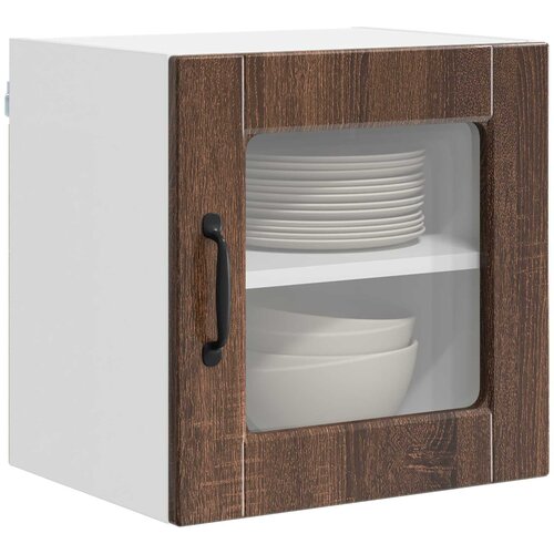  Zidni stakleni ormarić 2 pcs Smeđi hrast 40 x 31 x 40 cm Slike