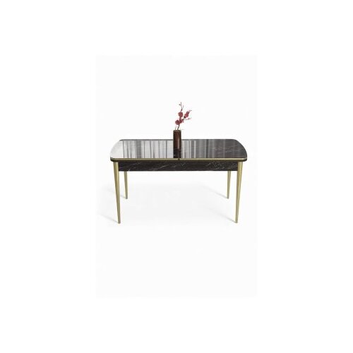 Hanah home trpezarijski sto nira black marble gold Cene