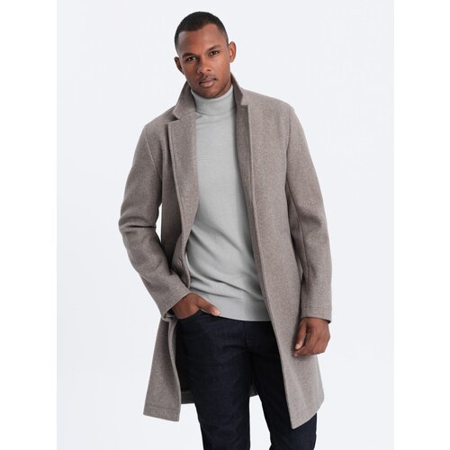 Ombre Men&amp;#039;s lightweight single-breasted coat - light brown Slike