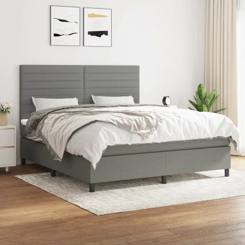  Box spring postelja z vzmetnico temno siva 160x200 cm blago, (20893675)