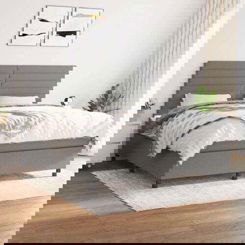  Okvir kreveta s oprugama i madrac svjetlosivi 160x200cm tkanina Slike