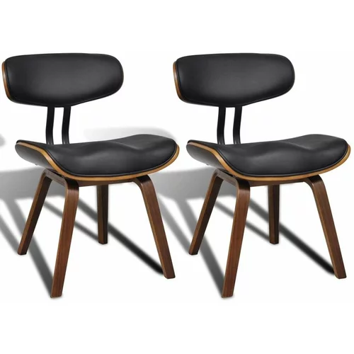  Jedilni stoli 2 kosa ukrivljen les in umetno usnje, (20624644)