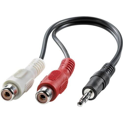 Value 11.99.4340 utičnica audio priključni kabel [1x 3,5 mm banana utikač - 2x ženski cinch konektor] 0.20 m crna sa zaš Cijene