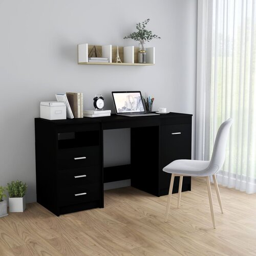 VidaXL Pisalna miza črna 140x50x76 cm iverna plo&amp;scaron;ča Slike