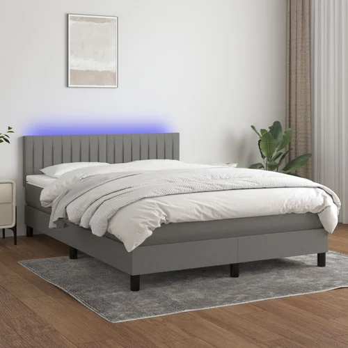  box spring s madracem LED tamnosivi 140x200 cm tkanina