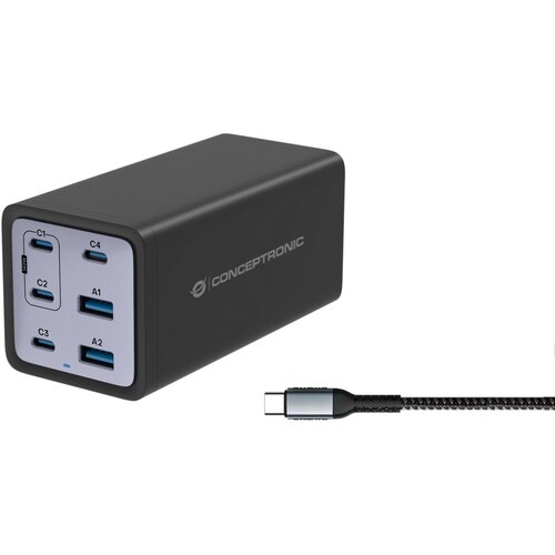 Conceptronic OZUL06BE 6-Port 200W USB-C Ladeger&amp;auml;t Slike