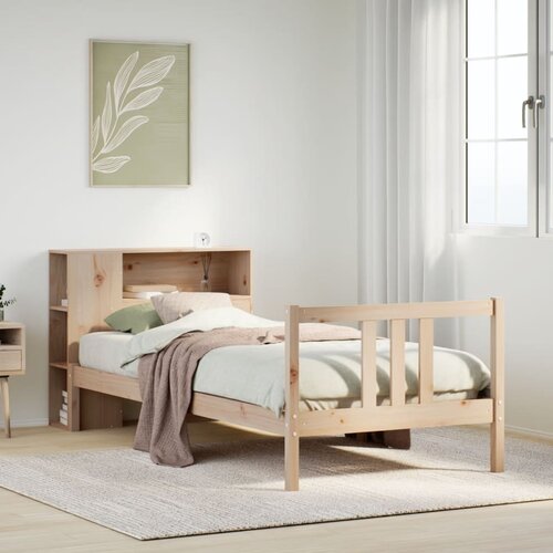 VidaXL Krevet s regalom za knjige bez madraca 90x190 cm od borovine Slike