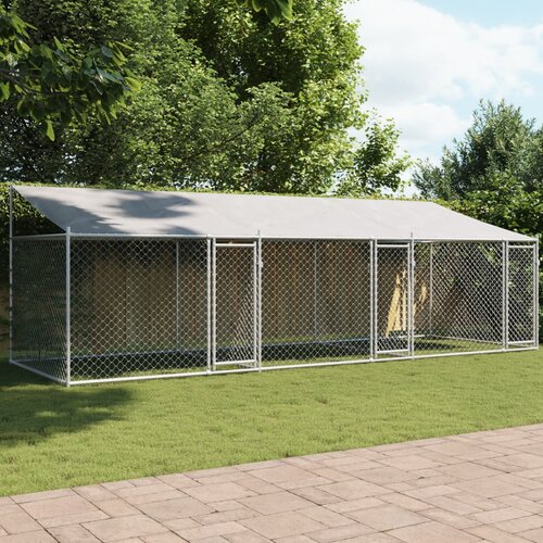 vidaXL Kavez za pse s krovom i vratima sivi 6x2x2 m pocinčani čelik Cijene