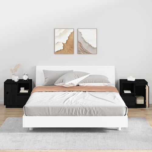 Noćni ormarići 2 kom crni 50 x 34 x 50 cm od masivne borovine Cene