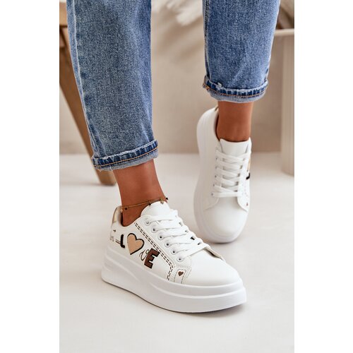 Boto Women&amp;#039;s Platform Sneakers With Decorative Writing White Orlian Slike