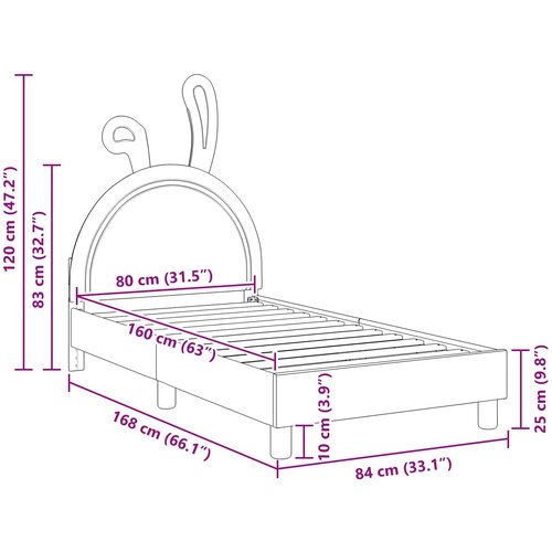 za djecu s uzglavljem Bijela 80 x 160 cm PU Slike