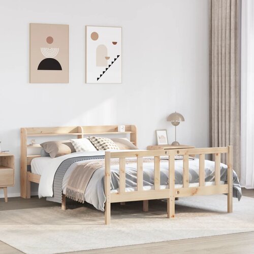 vidaXL Posteljni okvir brez vzmetnice 135x190 cm trdna borovina Cene