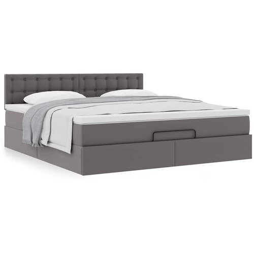 VidaXL Otomanski okvir kreveta s madracem sivi 180x200cm umjetna koža Slike
