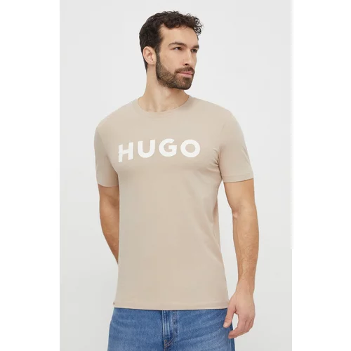 Hugo Bombažna kratka majica moški, bež barva