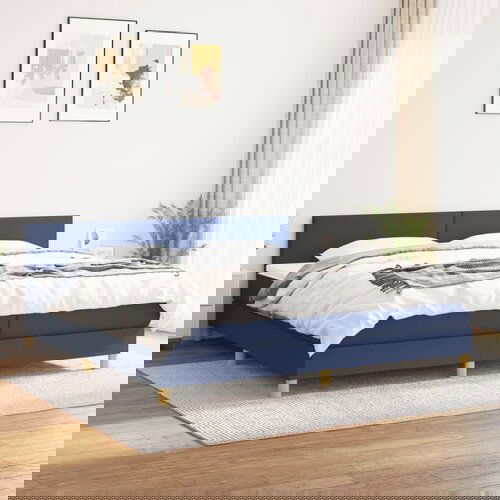 The Living Store Box spring postelja z vzmetnico moder 200x200 cm blago - Box Spring Postelja, (21513318) Slike