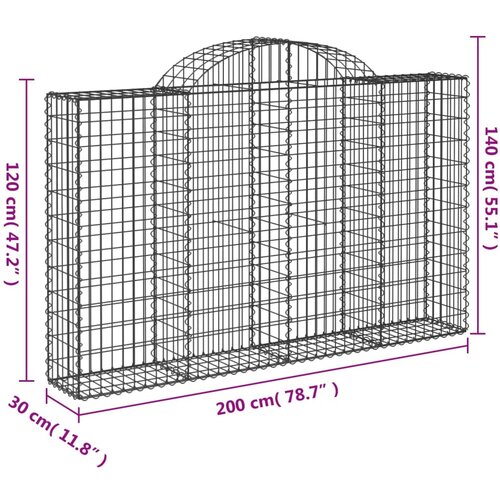  Lučne gabionske ko&amp;scaron;are 7 kom 200x30x120/140cm pocinčano željezo Slike